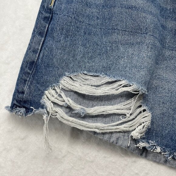 Arizona Jean Shorts Women's Sz 19 Blue Highrise Distressed Denim Stretch Raw Hem - Picture 8 of 12